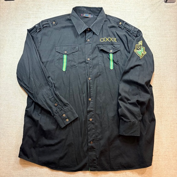 COOGI Other - Vintage Y2K COOGI Black Long Sleeve Button Up Shirt Embroidered Crest Men's 6X